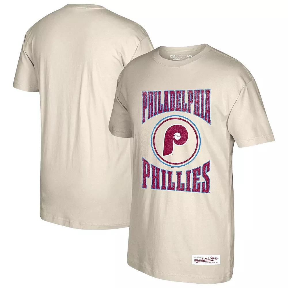 Men's Mitchell & Ness Cream Philadelphia Phillies Arched Logo Slub T-Shirt, Size: 2XL, Beige Product Image