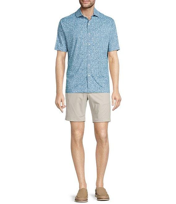 Hart Schaffner Marx Featherweight Luxury Performance Short Sleeve Floral Print Coat Front Shirt Product Image