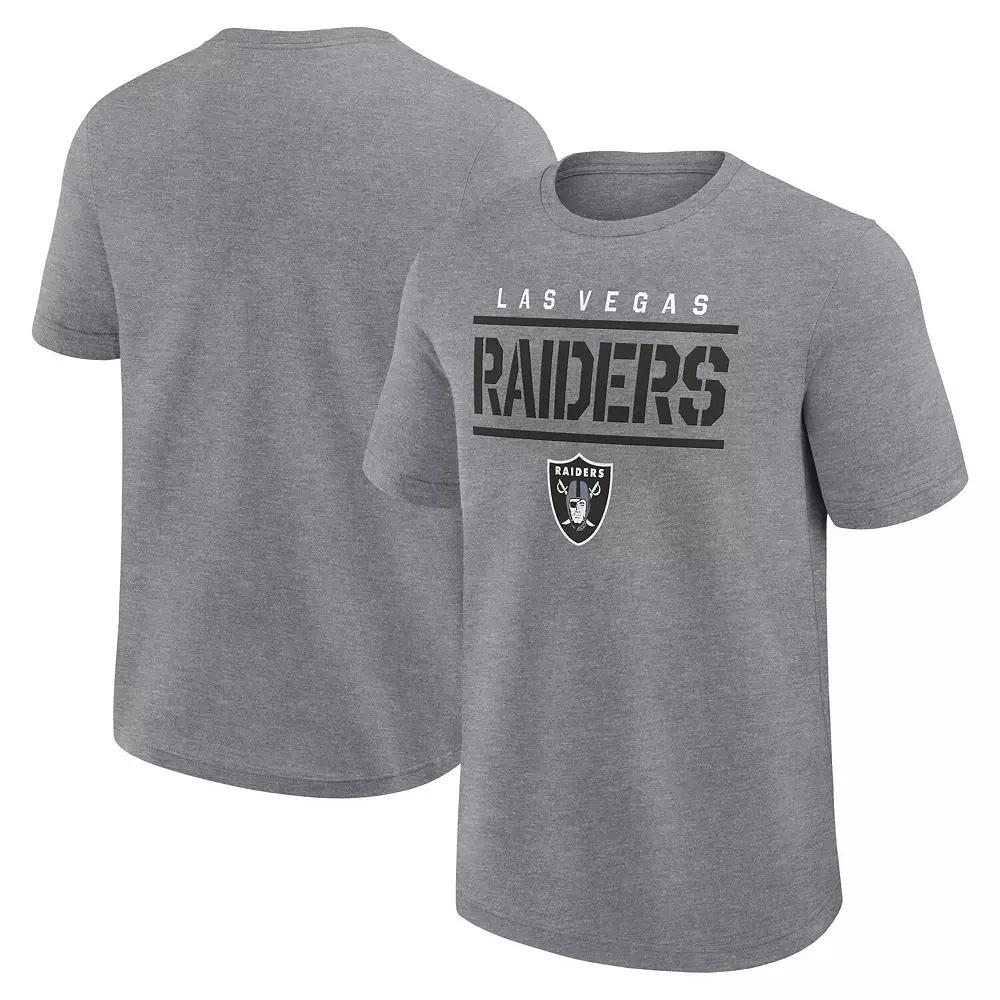 Men's Logo Athletic Heather Gray Las Vegas Raiders Top Notch T-Shirt,  Product Image