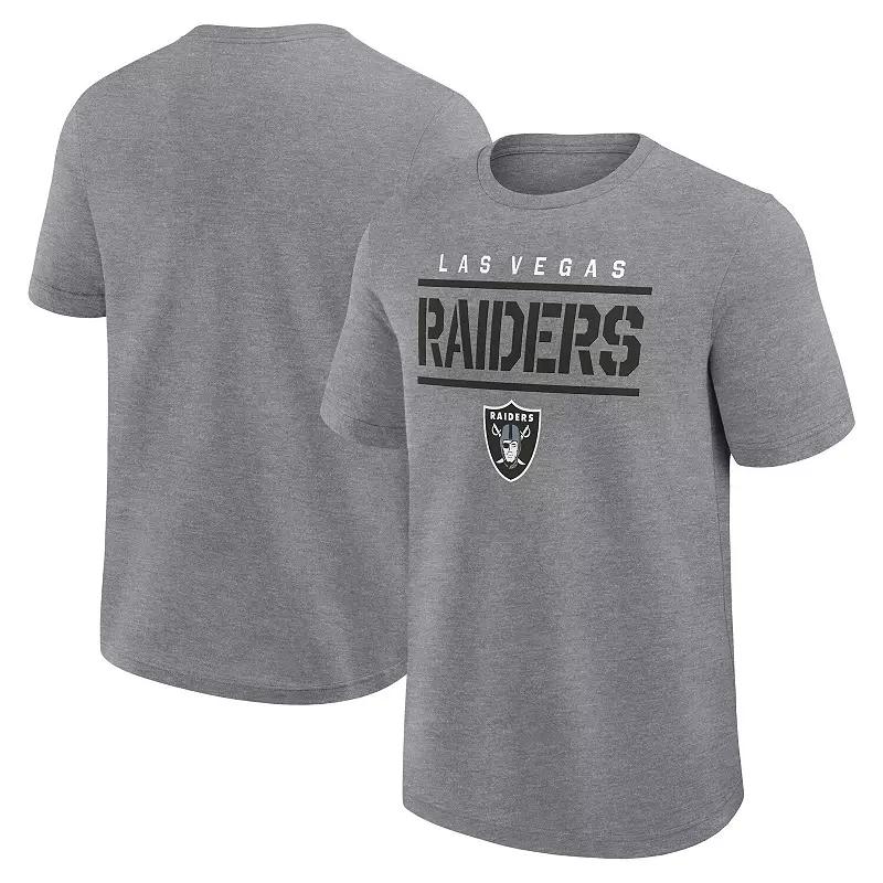 Men's Logo Athletic Heather Gray Las Vegas Raiders Top Notch T-Shirt,  Product Image