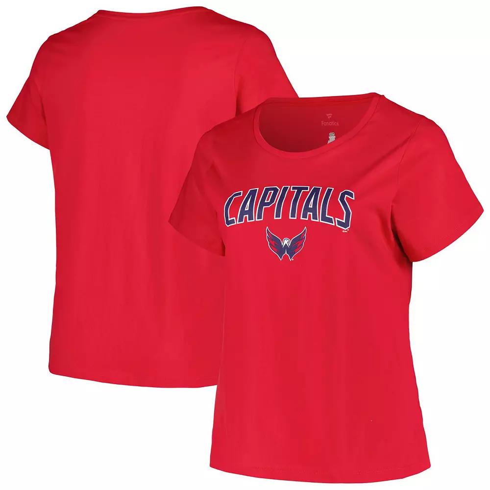 Women's Profile Red Washington Capitals Plus Size Arch Over Logo T-Shirt, Size: 4XL Product Image