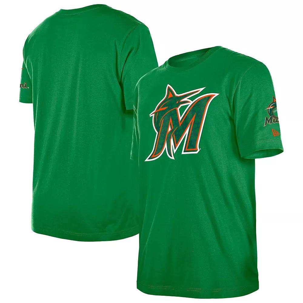 Men's New Era Kelly Green Miami Marlins St. Patrick's Day Shamrock Fill T-Shirt,  Product Image