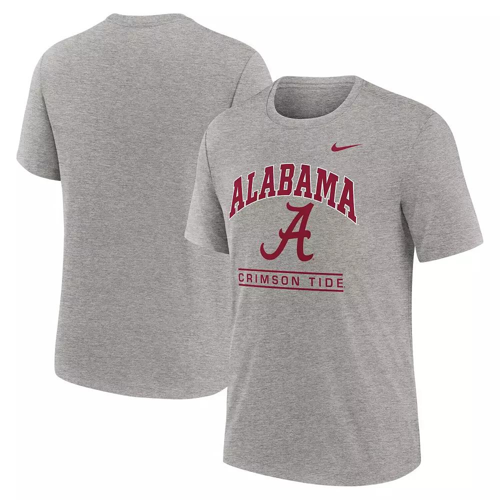 Men's Nike Heather Gray Alabama Crimson Tide Arch Over Logo Tri-Blend T-Shirt,  Product Image
