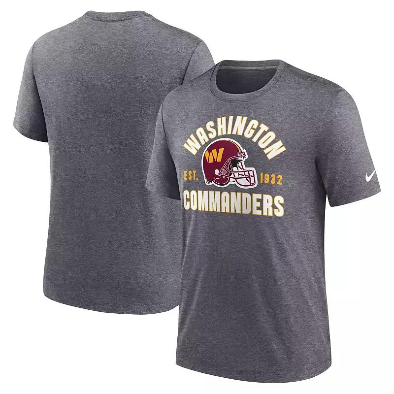 Men's Nike Heather Charcoal Washington Commanders Helmet Tri-Blend T-Shirt, Size: Medium, Wft Charco Product Image