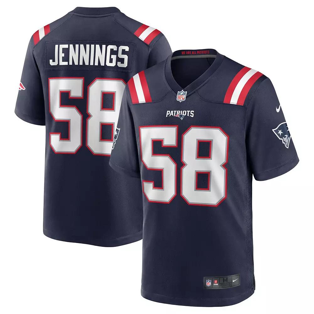 Men's Nike Anfernee Jennings Navy New England Patriots Team Game Jersey, Size: 4XL, Blue Product Image