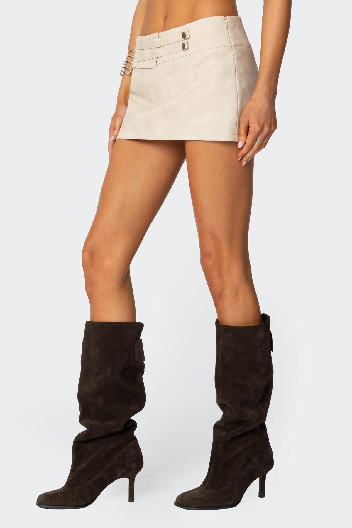 Karly Faux Leather Mini Skort Product Image