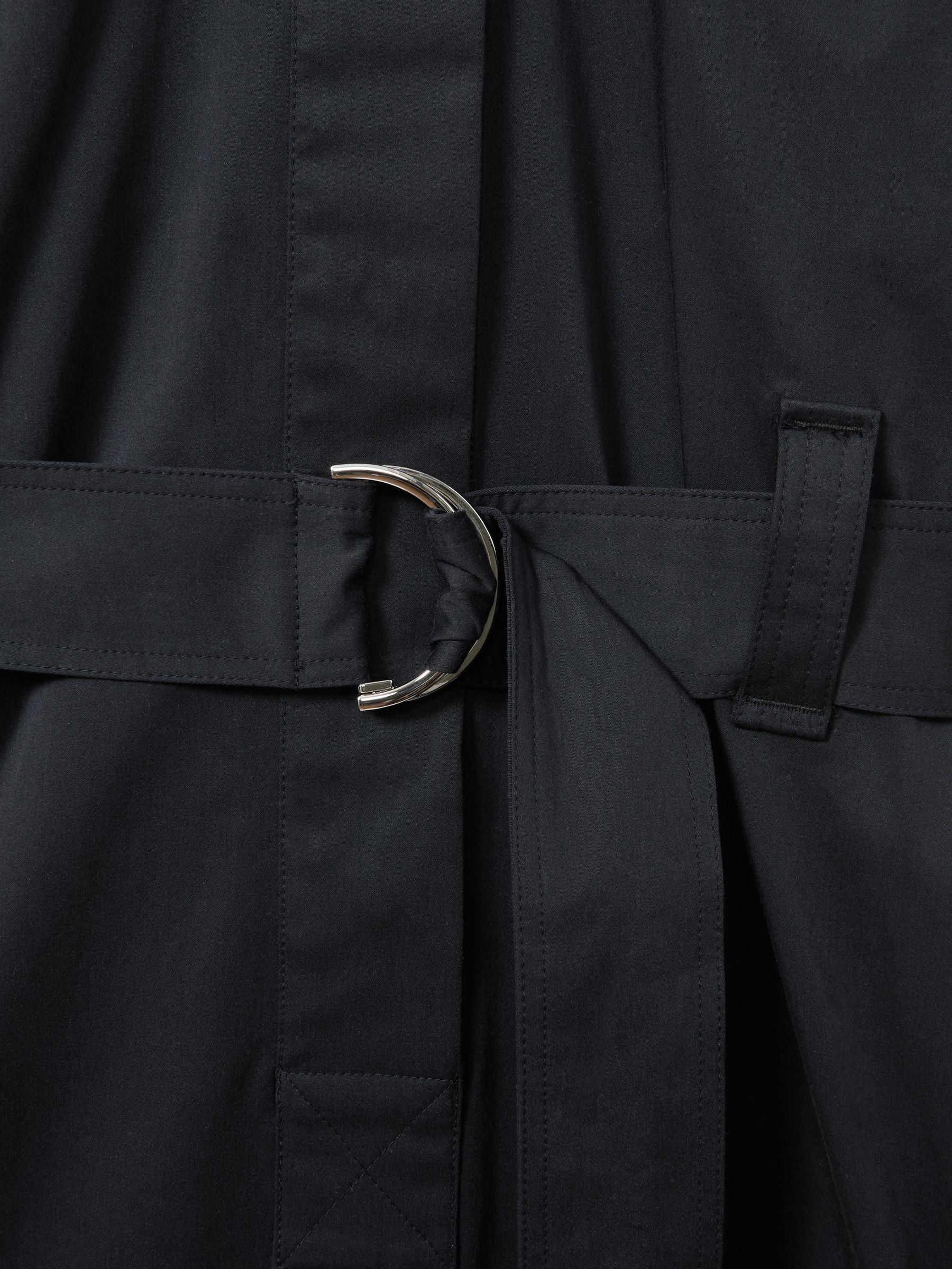 Cotton Blend Utility Belted Midi Dress in Black Product Image