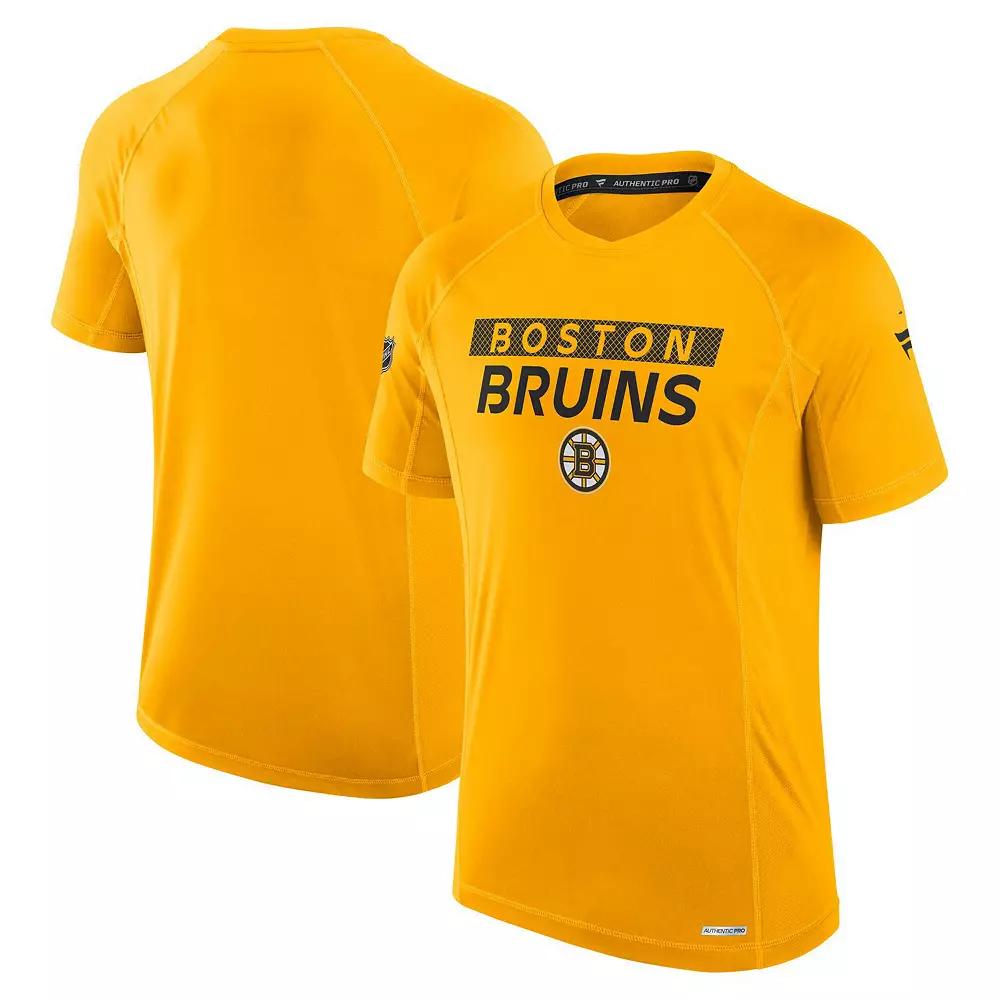 Men's Fanatics Gold Boston Bruins Authentic Pro Rink Tech T-Shirt, Size: 2XL Product Image