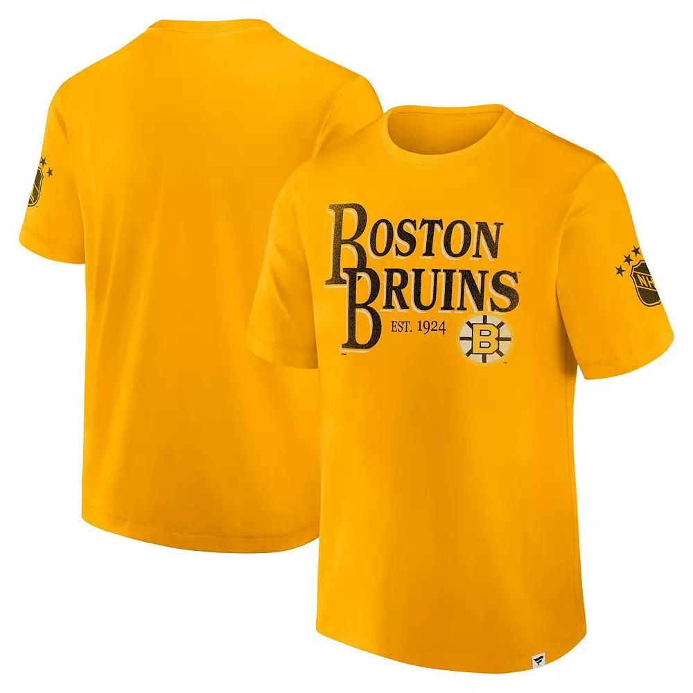 Men's Fanatics Yellow Boston Bruins Decades Collection Made To Last T-Shirt,  Product Image