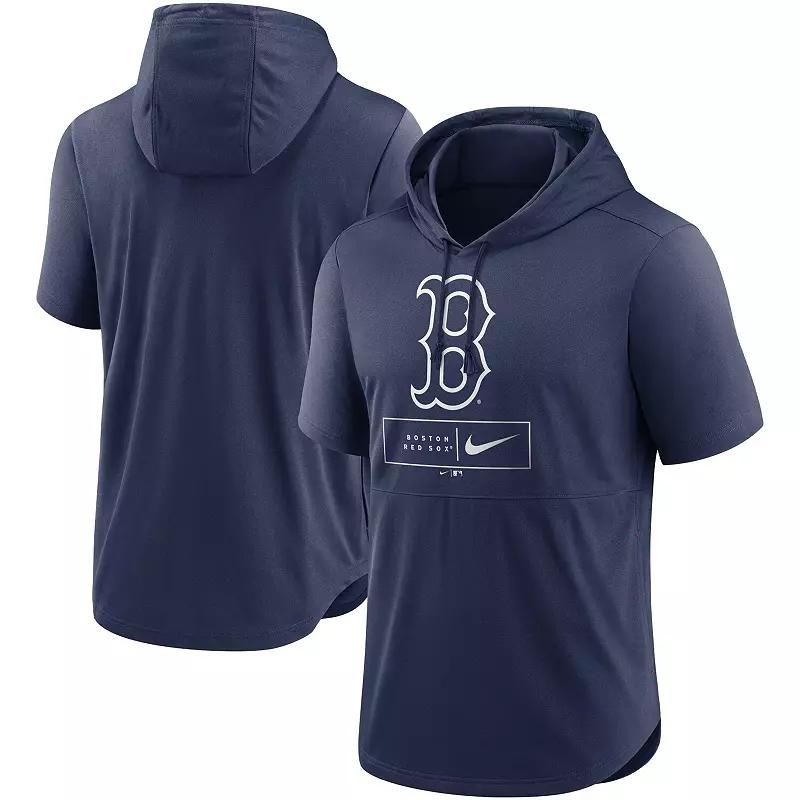 Men's Nike Navy Milwaukee Brewers Lockup Performance Short Sleeve Lightweight Hooded Top, Size: Small, Blue Product Image