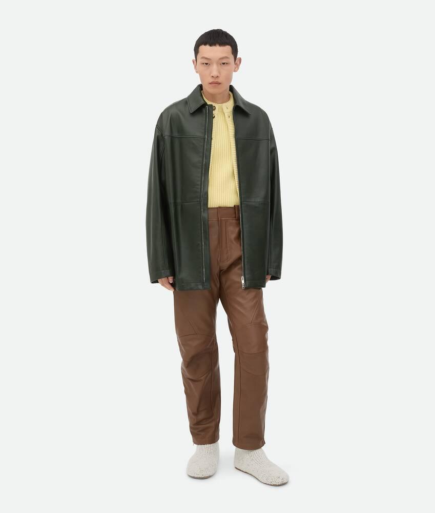 Men's Leather Blouson in Camping Product Image