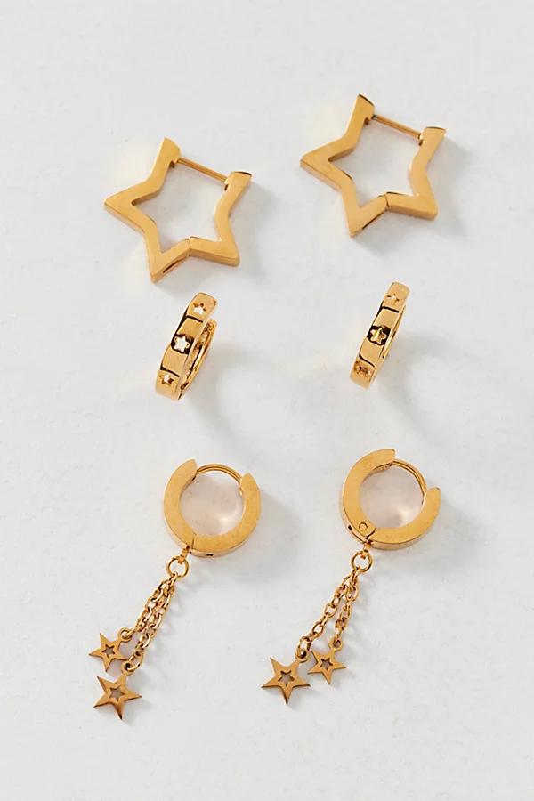 Waterproof Star Hoop Earring Set Womens at Urban Outfitters Product Image