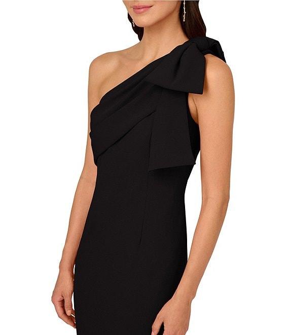 Adrianna Papell Stretch Crepe Bow One Shoulder Mermaid Gown Product Image
