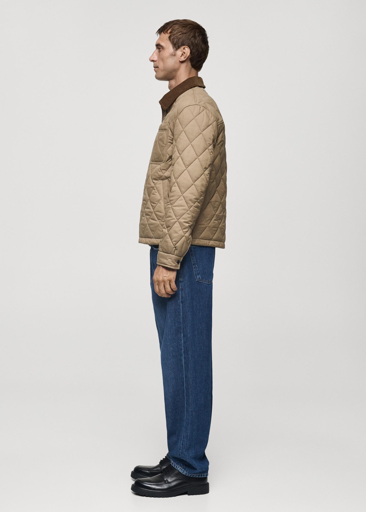 Quilted jacket with corduroy collar - Men | MANGO USA Product Image