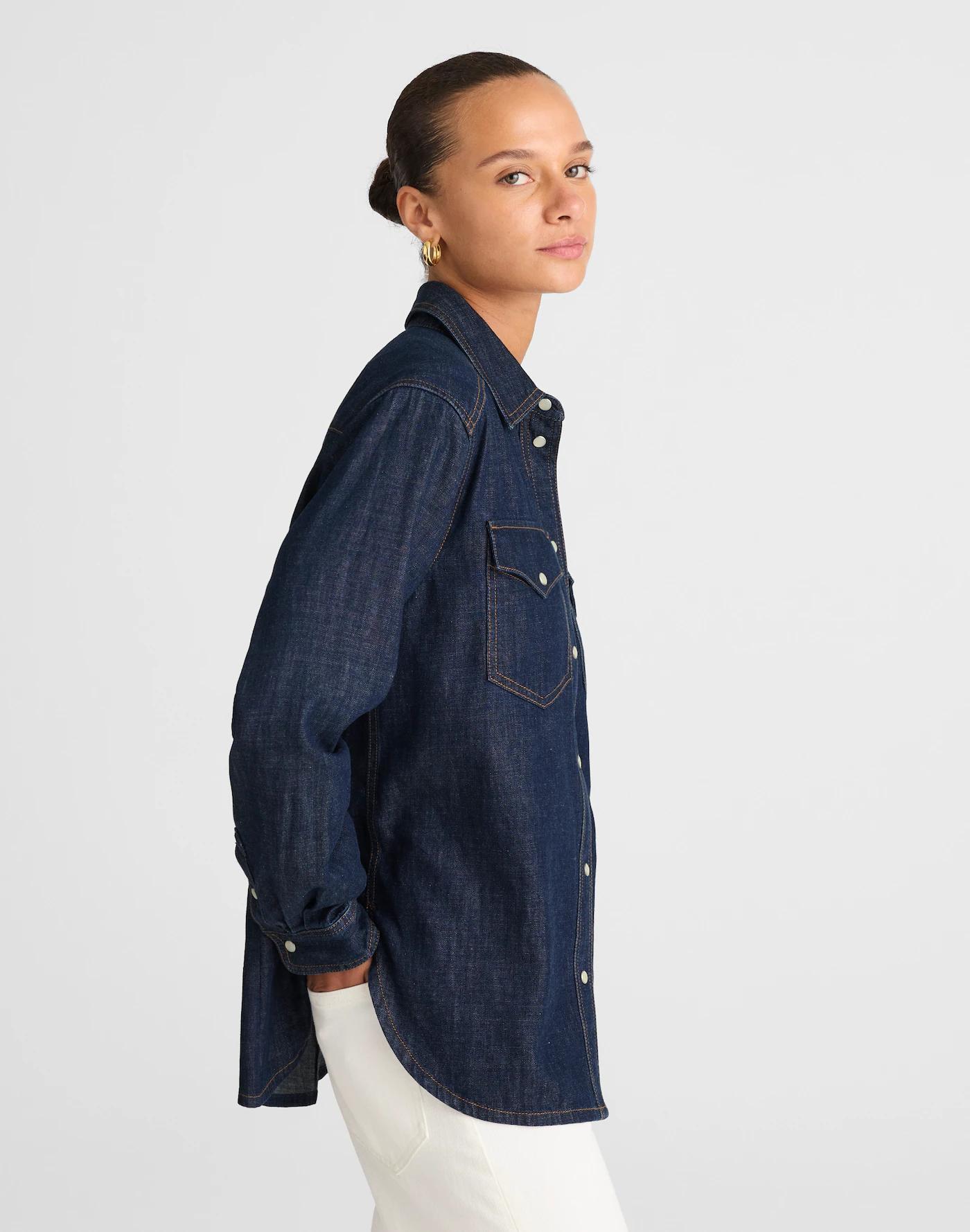 Denim Oversized Western Shirt Product Image