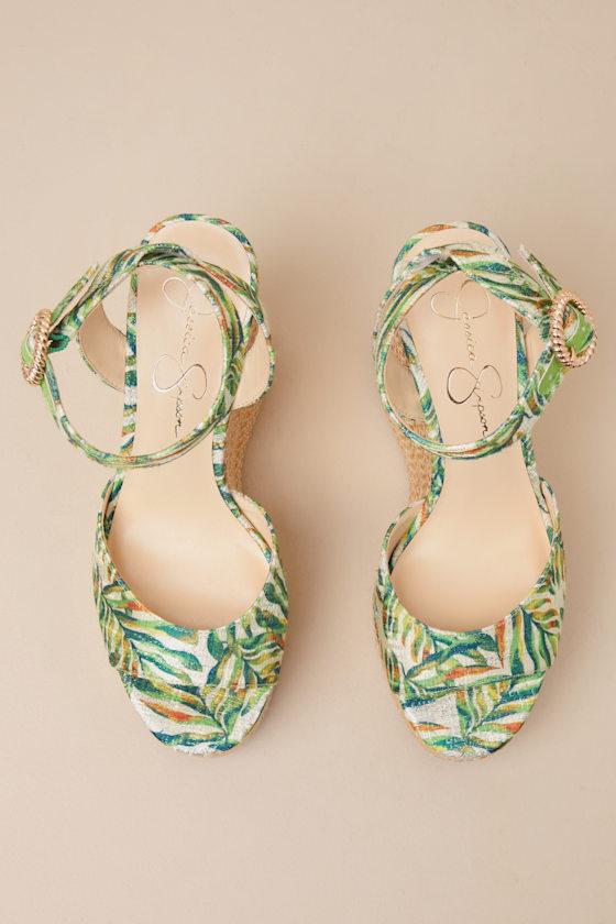Kamindi Green Multi Platform Espadrille Wedges Product Image