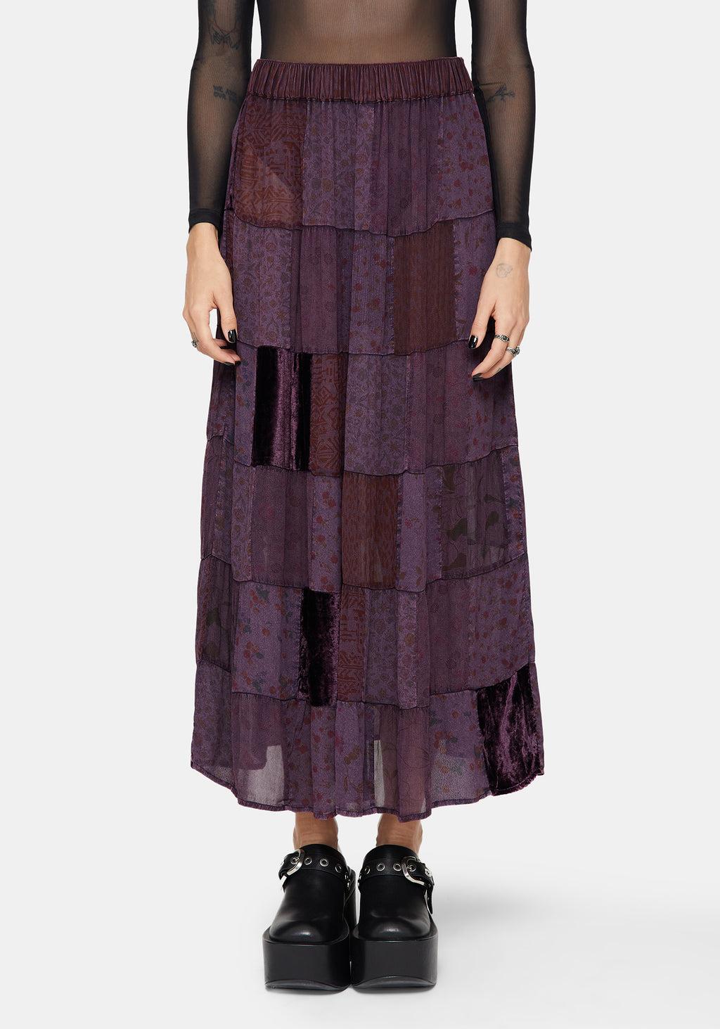 Mabel Floral Printed Patchwork Skirt Product Image