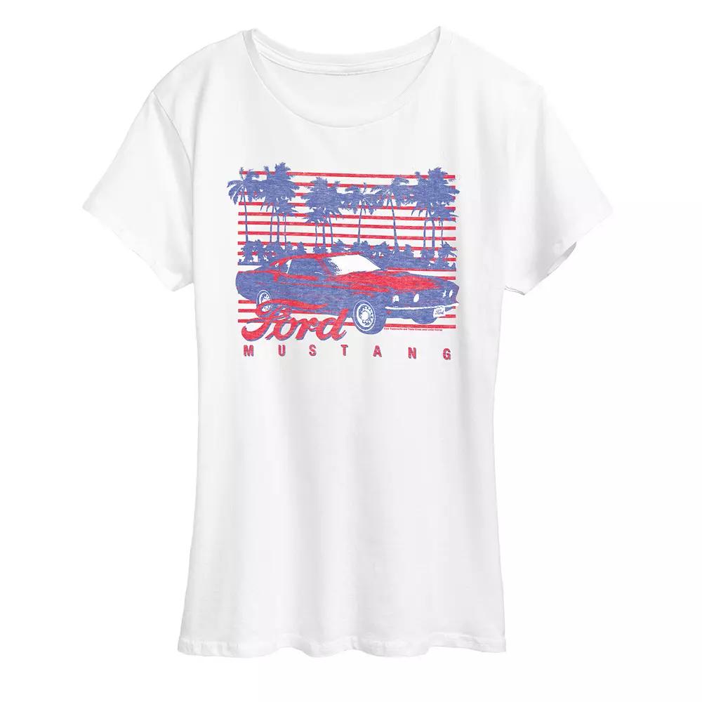 Women's Ford Mustang Palm Trees Graphic Tee,  Product Image