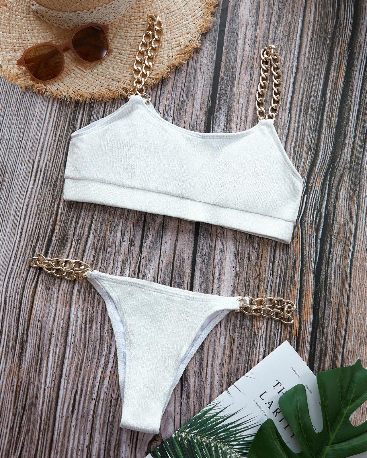 Chain Strap Triangle Two-Piece Bikini Set Product Image