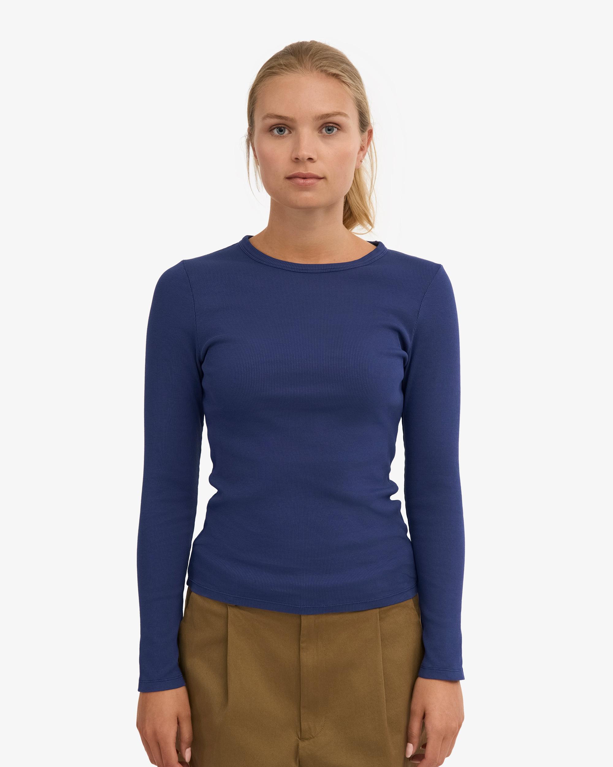 Women Organic Rib LS T-Shirt - Marine Blue Product Image