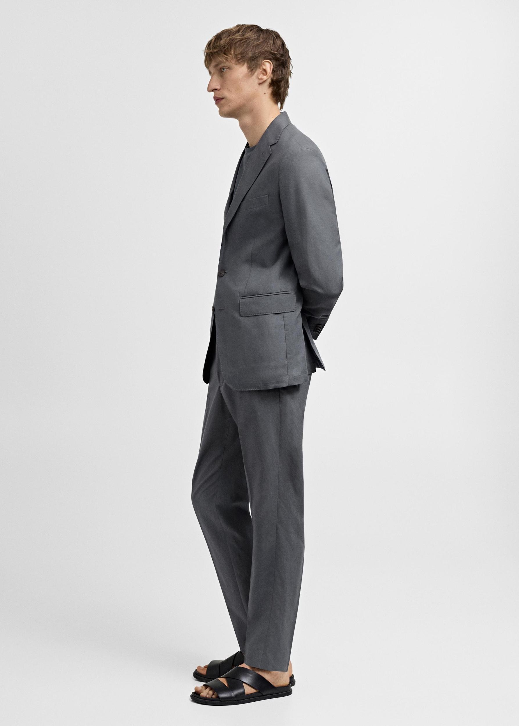 Slim-fit linen-blend suit pants - Men | MANGO USA Product Image