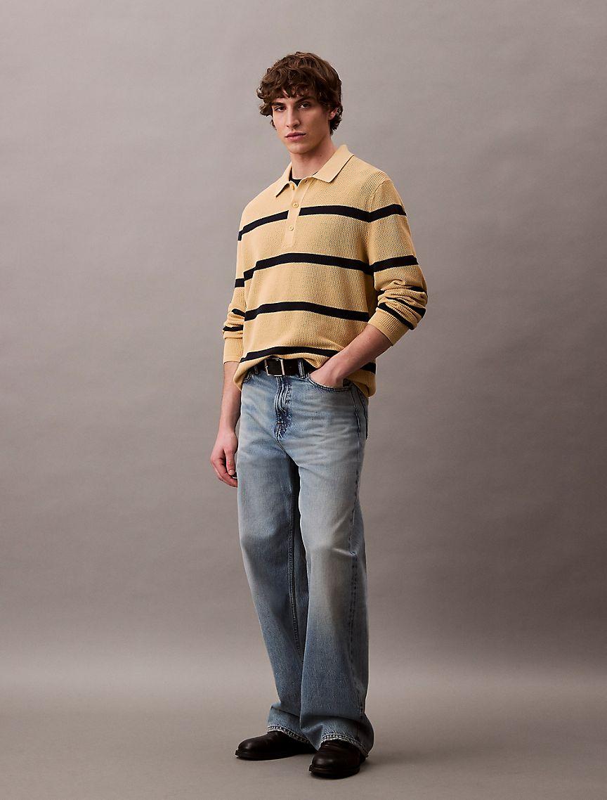 Striped Polo Sweater Product Image