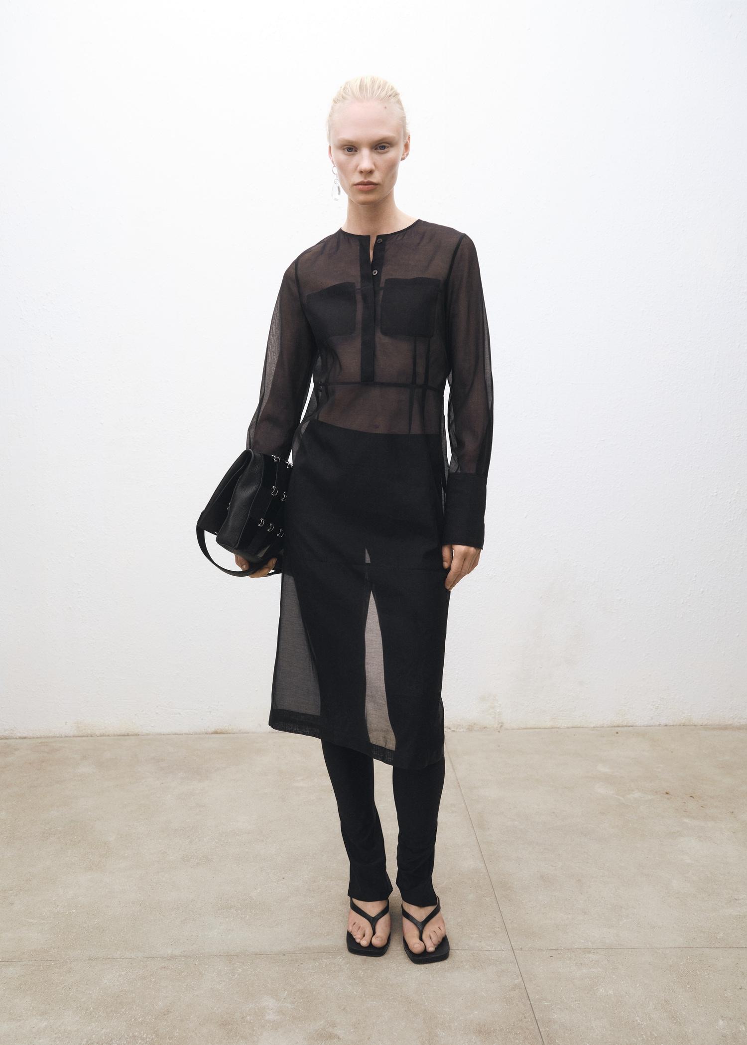 Semi-transparent silk-blend midi-dress - Women | MANGO USA Product Image