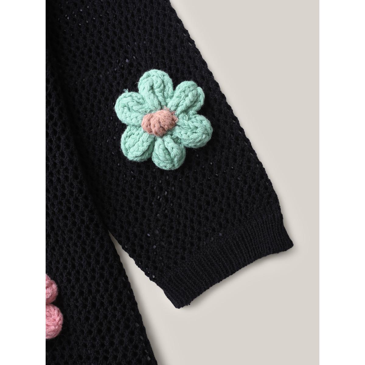 Plus Size Crochet Floral Cut-Out Swim Cover-Up Women's Swimwear Black Beach Loose Crochet Curve Swim Cover Ups BloomChic 12/L Product Image