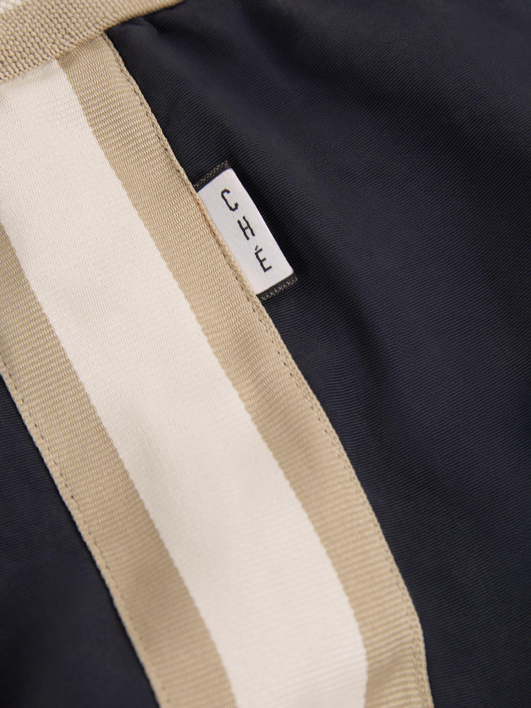 Contrast Stripe Elasticated Waist Swim Shorts in Navy Product Image