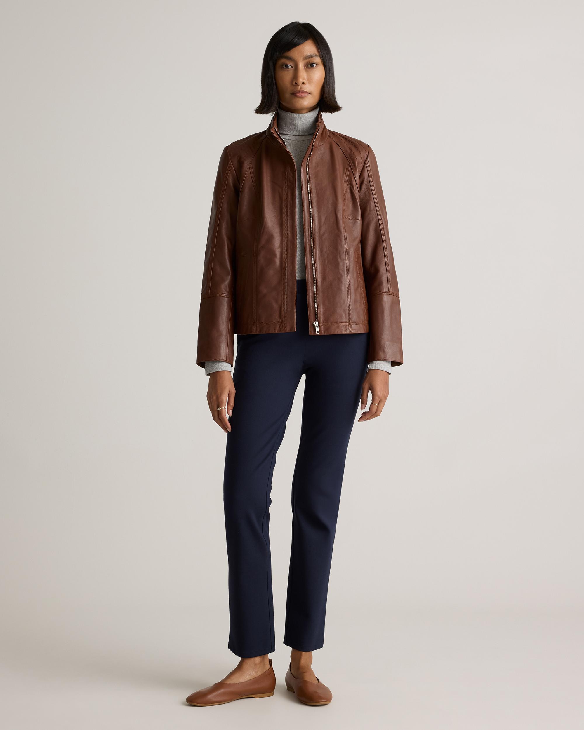 Quince | Women's Stand-Collar Jacket Size XS, Leather Product Image