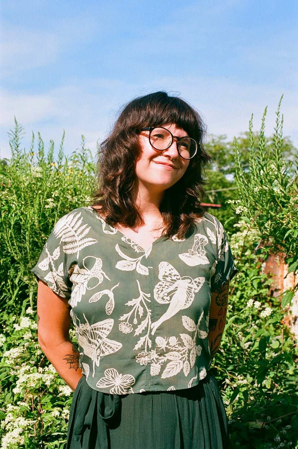 Maxi Wrap Skirt in Emerald Crepe Product Image