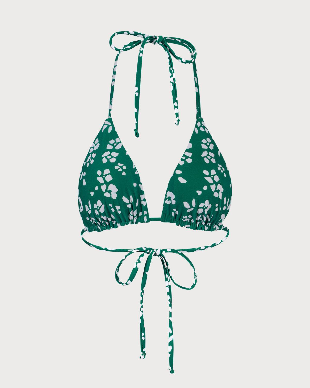 The Green Reversible Floral Triangle Bikini Top Product Image