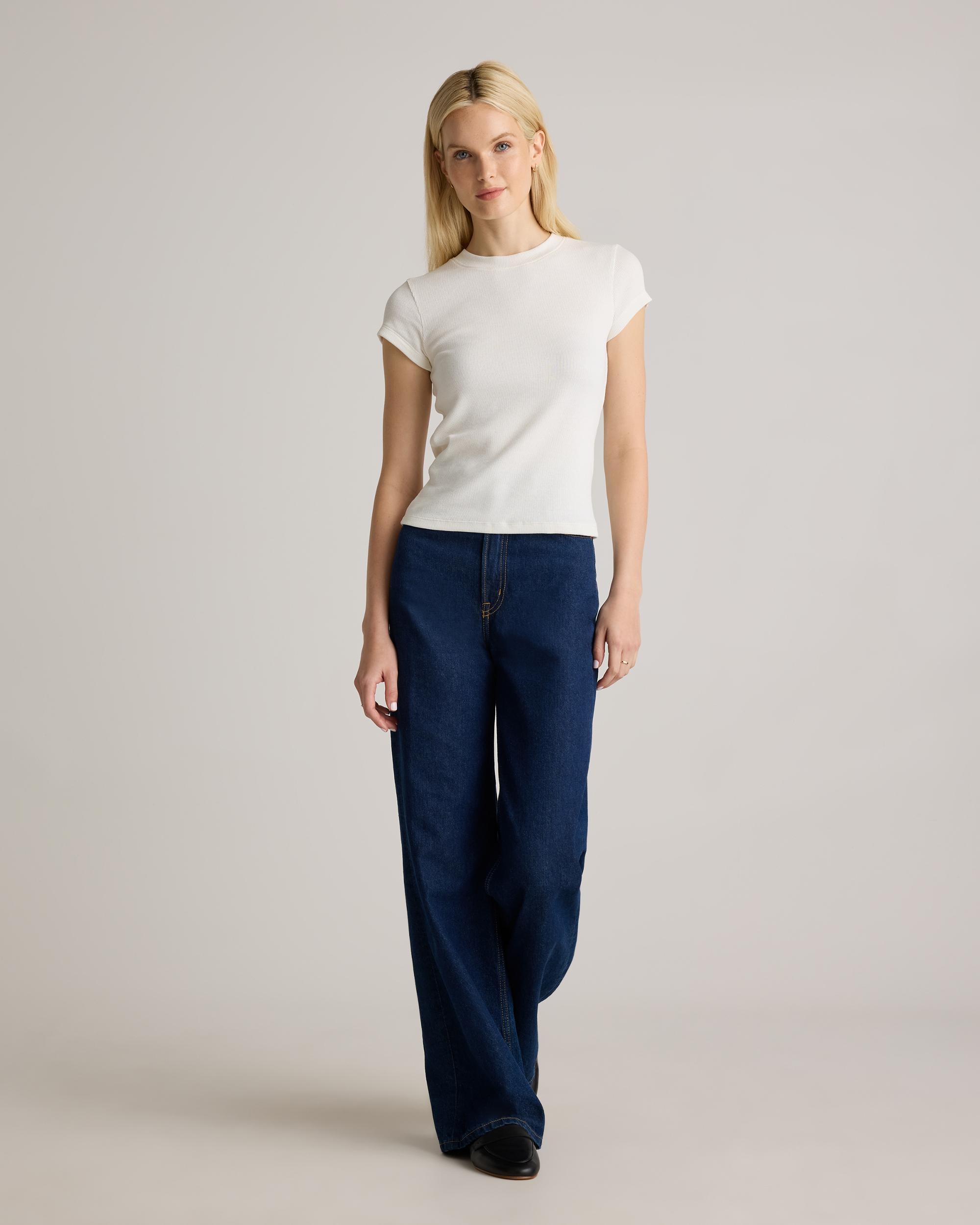 Quince | Women's Micro-Rib Crewneck T-Shirt Organic Cotton Product Image