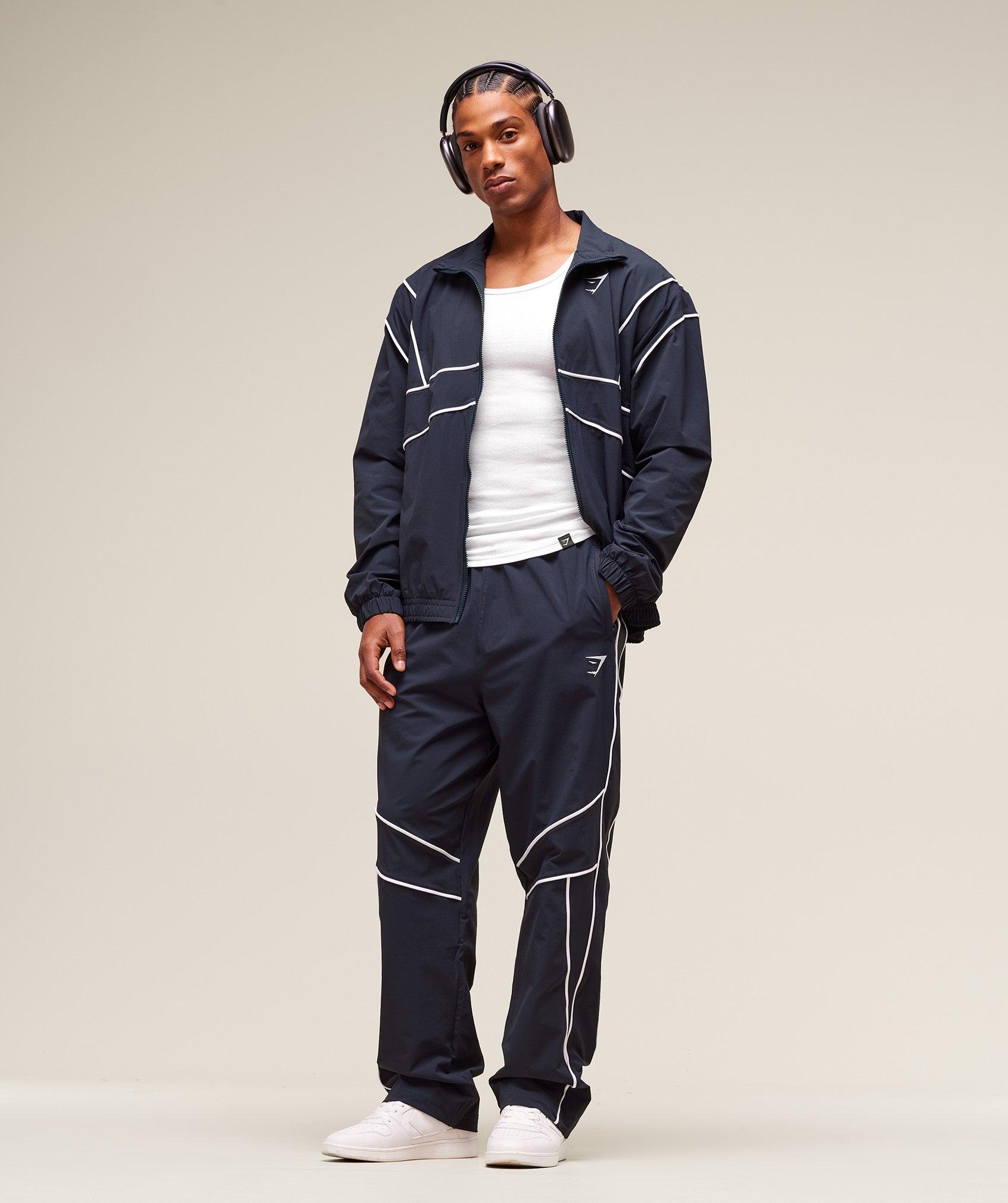 Gymshark Retro Crinkle Track Jacket - Heavy Blue Male Product Image