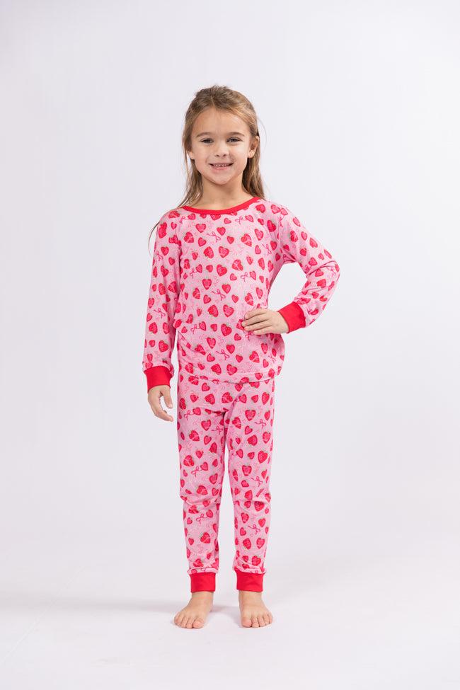 Kid's Sweet Dreams Strawberry Hearts Pajama Set FINAL SALE Product Image