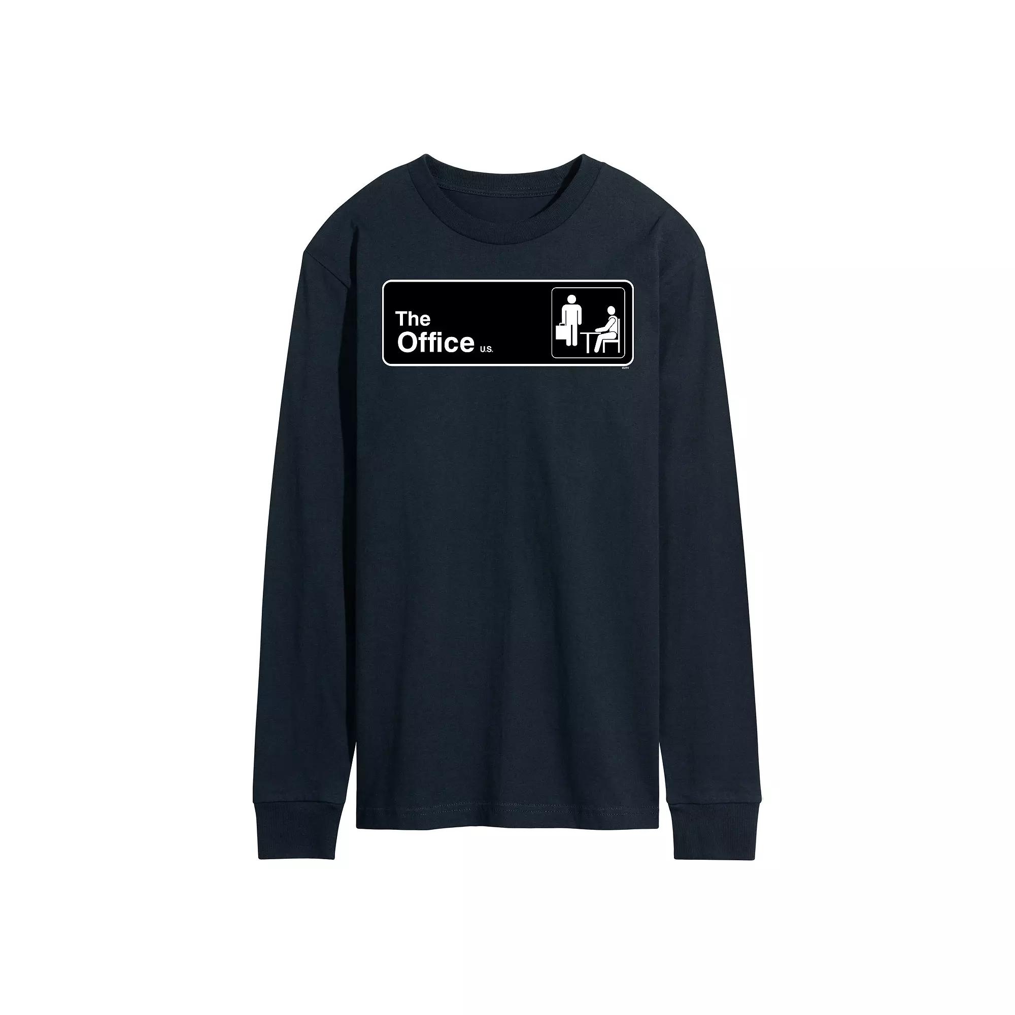 Men's The Office Door Sign Long Sleeve Tee,  Product Image