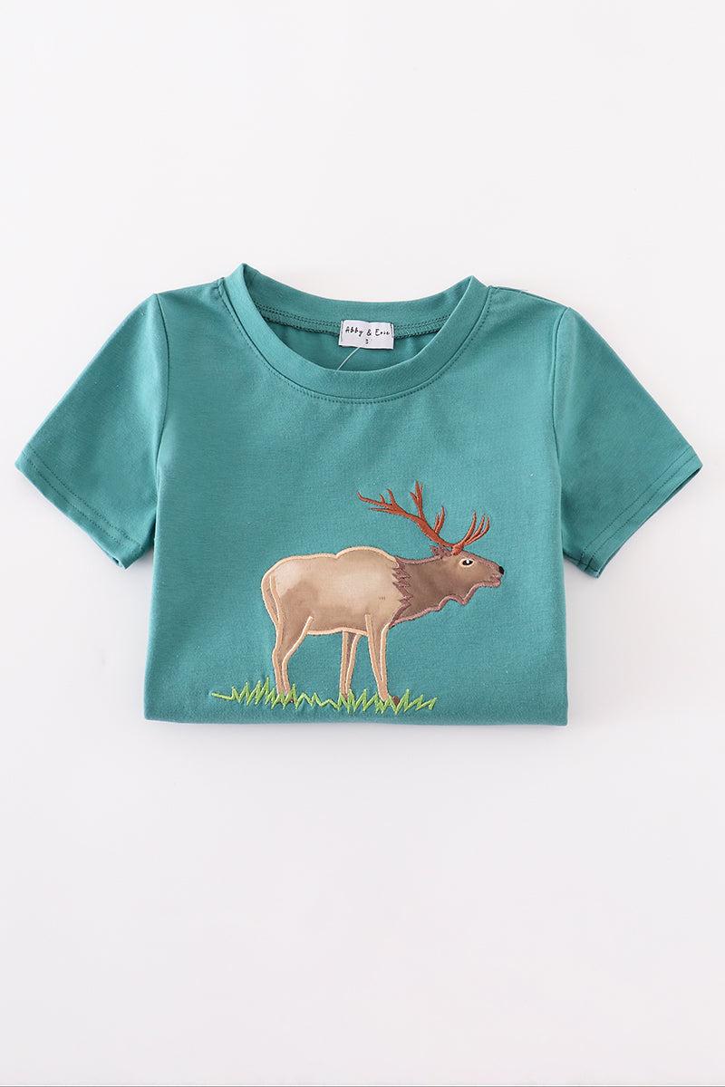 Blue deer applique top Product Image