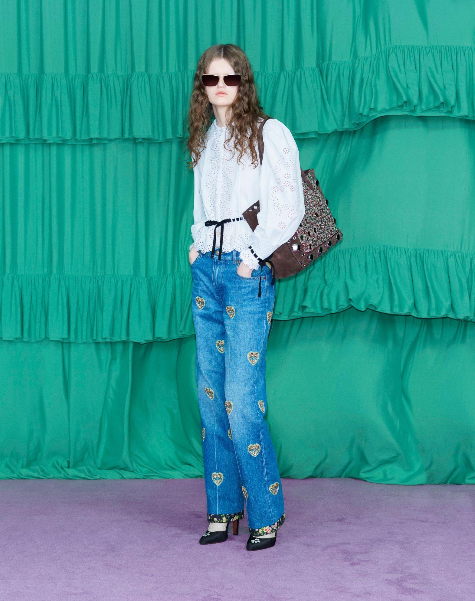 Embroidered Denim Pants Product Image