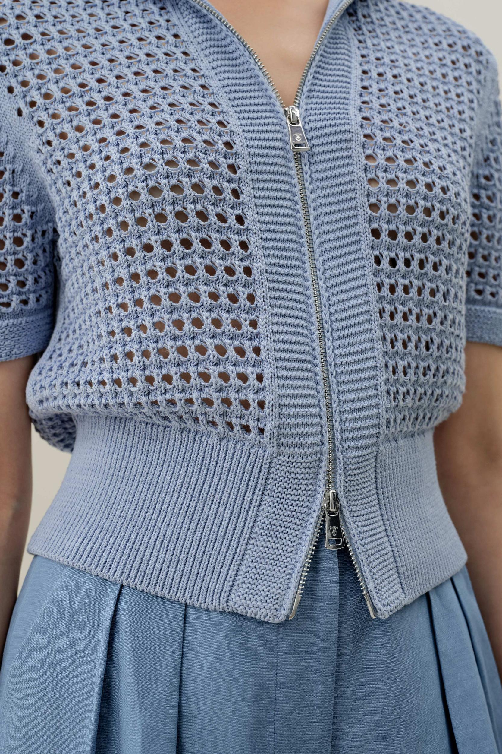Toscana Pointelle Knit Double-Zip Cardigan Product Image