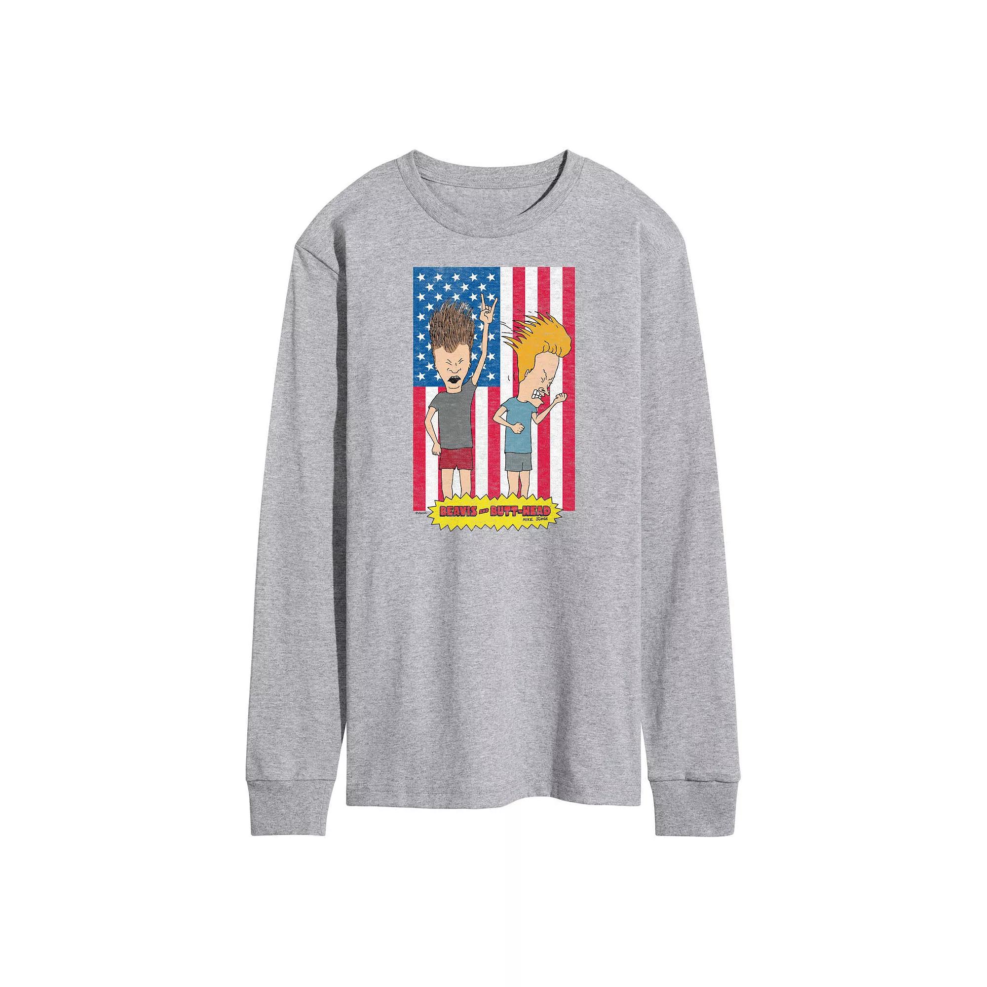 Men's Beavis And Butthead Americana Long Sleeve Tee,  Product Image