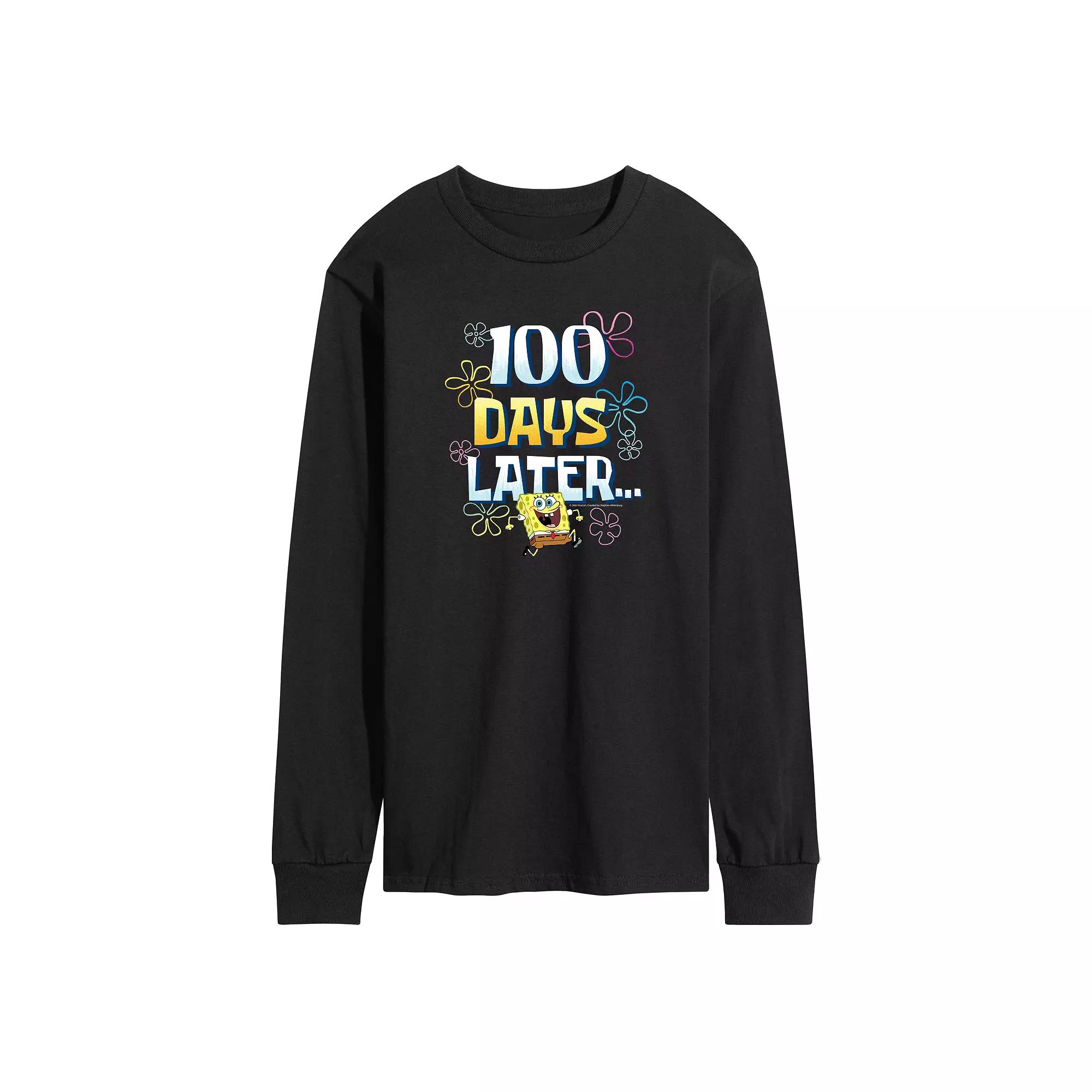 Men's SpongeBob SquarePants 100 Days Long Sleeve Graphic Tee,  Product Image