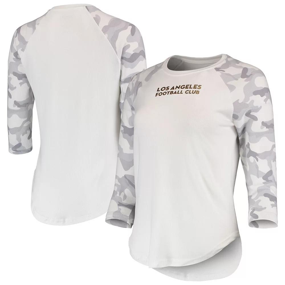 Women's Concepts Sport White/Gray LAFC Composite 3/4-Sleeve Raglan Top,  Product Image