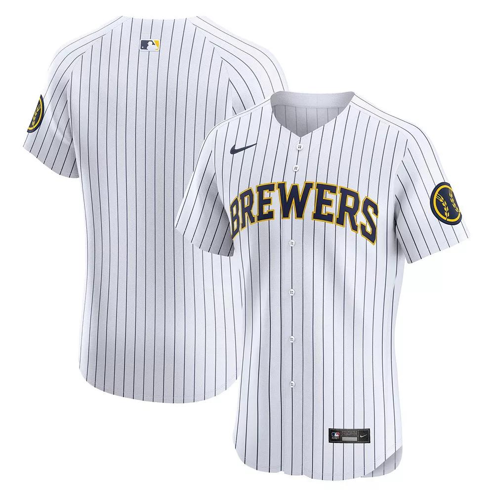 Men's Nike White Milwaukee Brewers Alternate Vapor Premier Elite Patch Jersey, Size: 48 Product Image