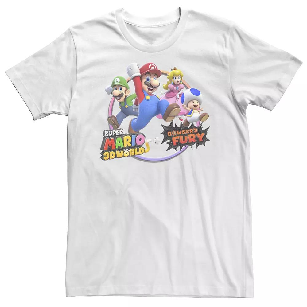Big & Tall Nintendo Super Mario 3D World Bowser's Fury Group Rainbow Circle Tee, Men's,  Product Image