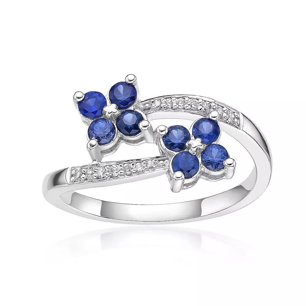 Gemminded 10k White Gold Sapphire & Diamond Accent Ring, Women's, Size: 7 Product Image