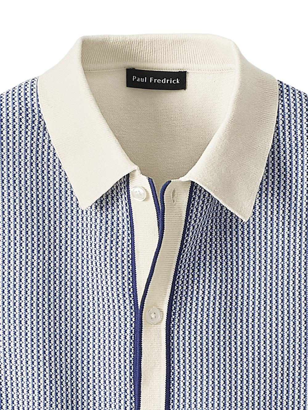 Cotton Button Front Polo - Blue Product Image