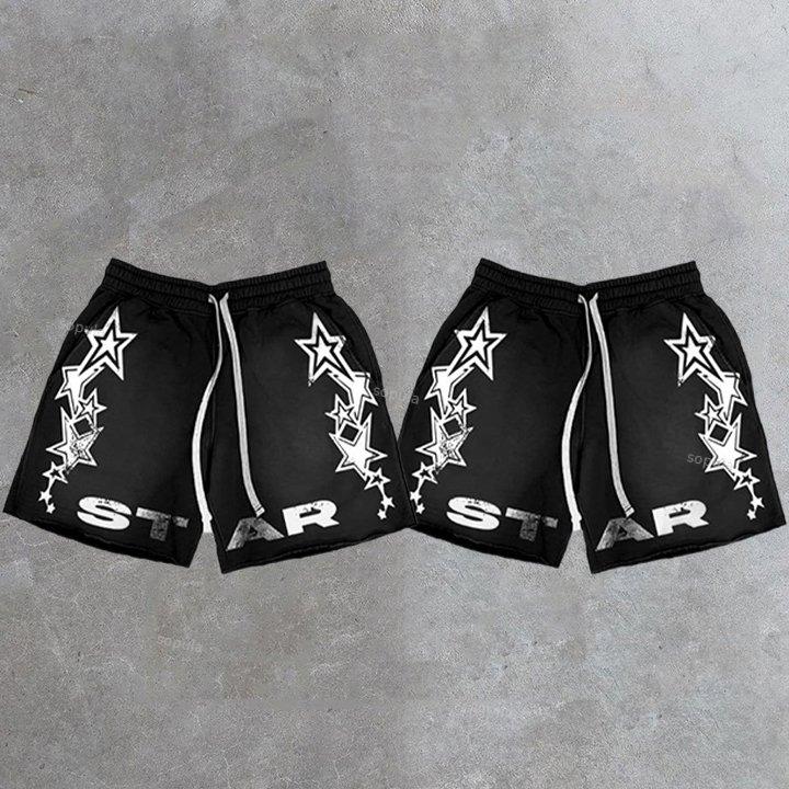 Sopula Retro Star Graphic Drawstring Casual Shorts Product Image