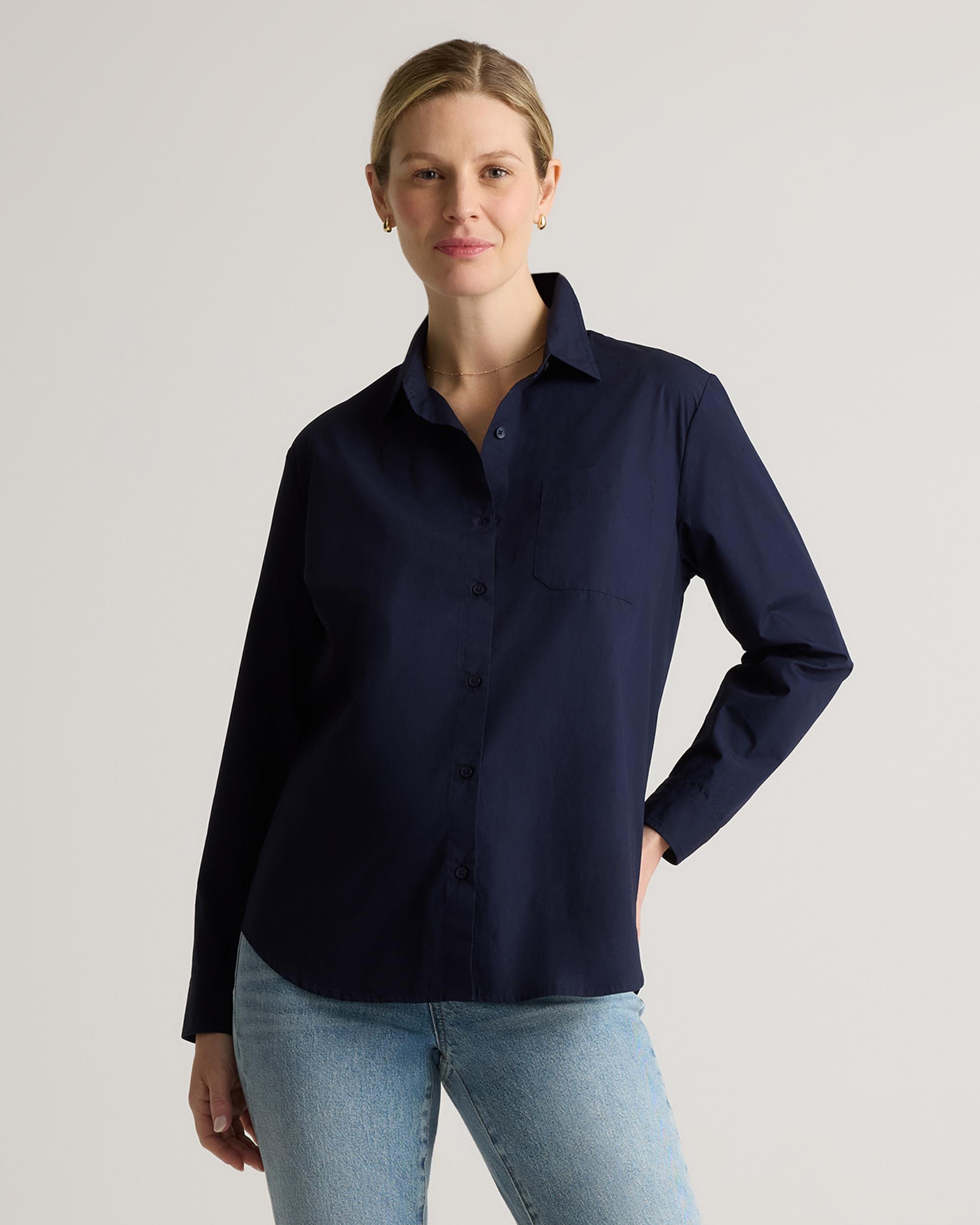 Quince | Women's Poplin Maternity Long Sleeve Shirt Organic Cotton Product Image