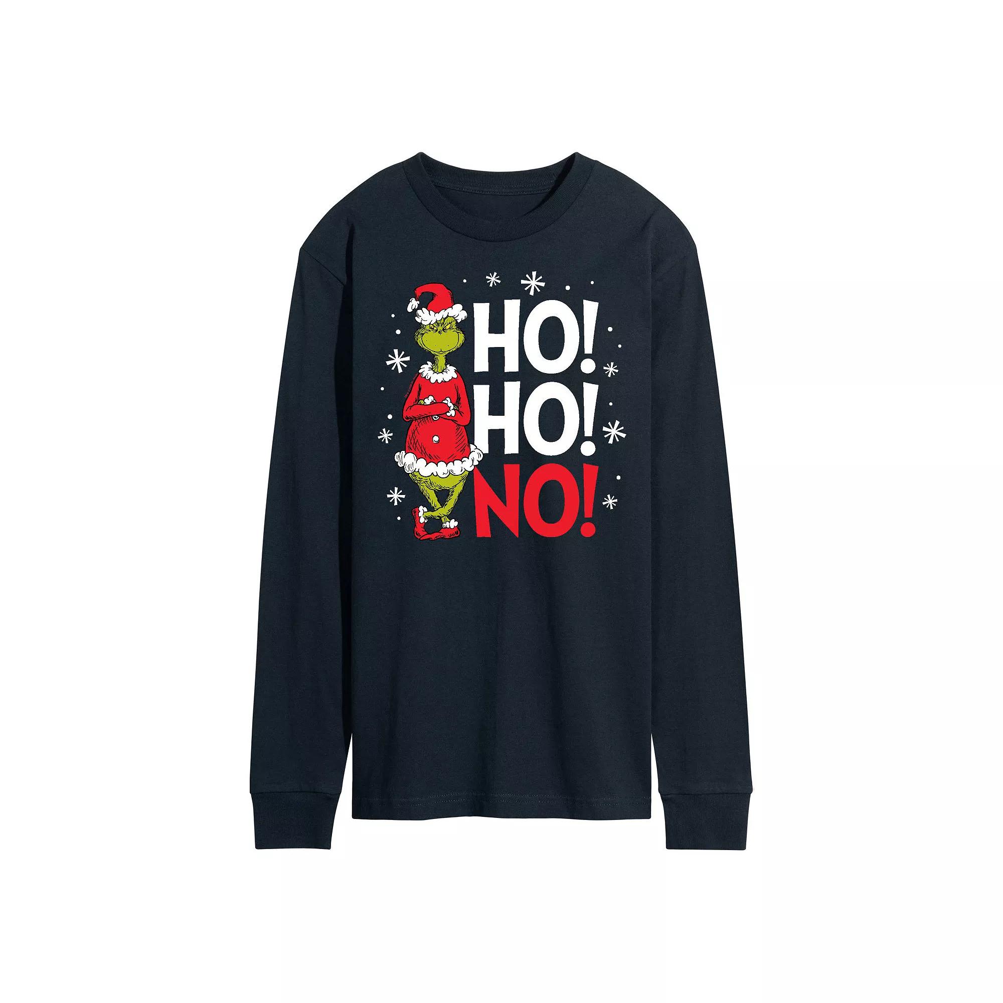 Men's Dr. Seuss Grinch Ho Ho No Long Sleeve Tee,  Product Image