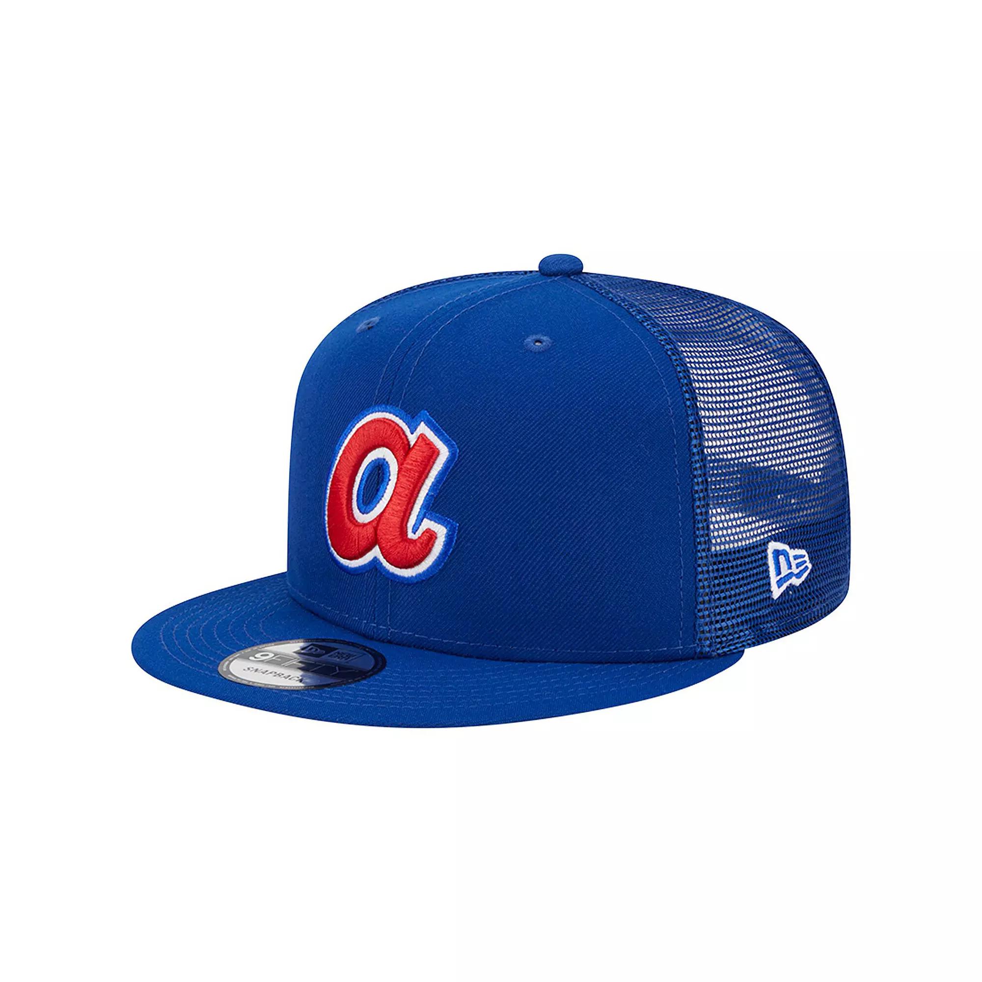 Men's New Era Royal Atlanta Braves Cooperstown Collection Team Color Trucker 9FIFTY Snapback Hat, Blue Product Image